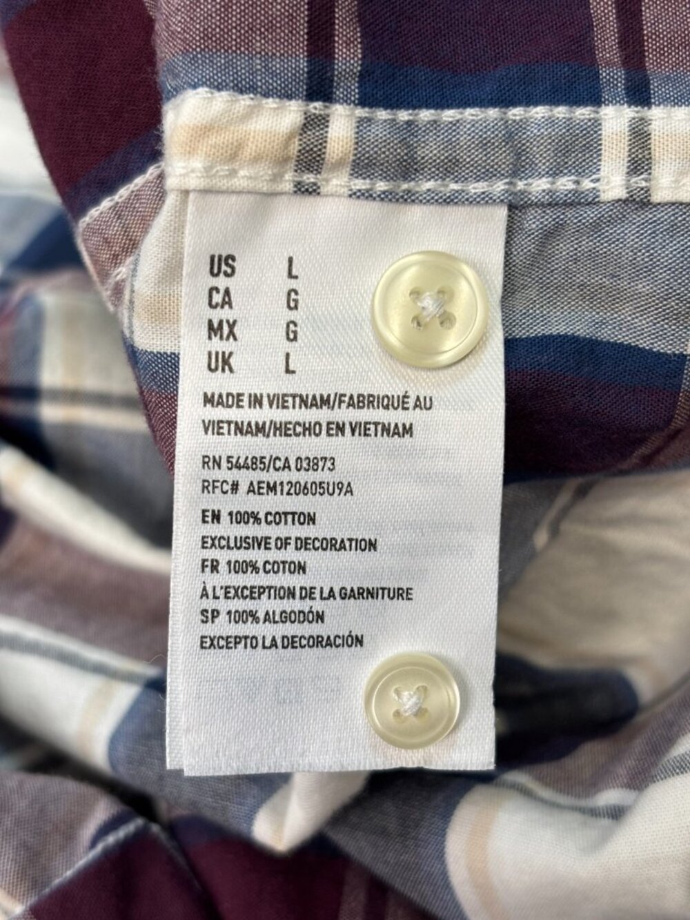 American Eagle Shirt Large Purple Blue Plaid Classic Fit Button-Down Cotton - Picture 11 of 11